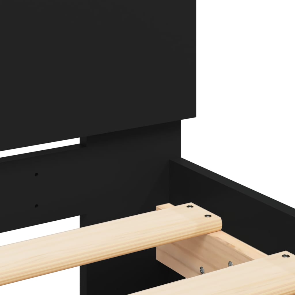Bed Frame with Headboard Black 135x190 cm
