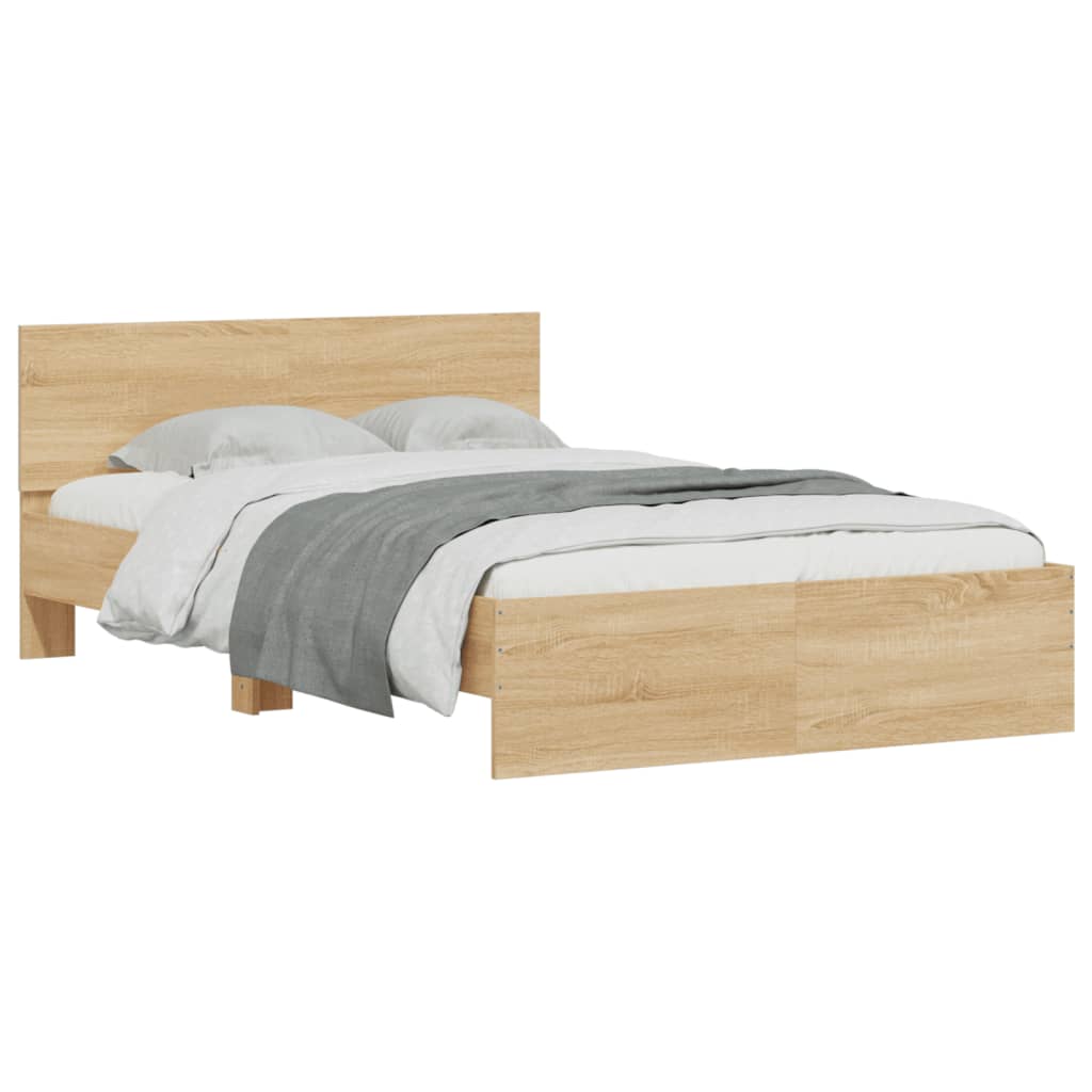 Bed Frame with Headboard Sonoma Oak 135x190 cm