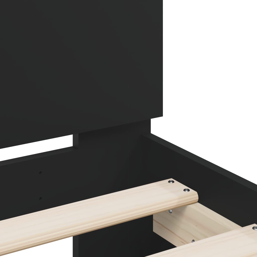 Bed Frame with Headboard and LED Black 183x203 cm King Size