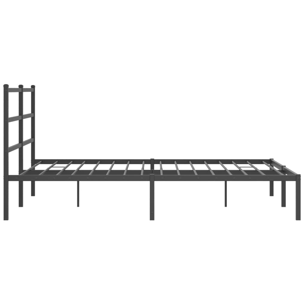 Metal Bed Frame with Headboard Black 150x200 cm