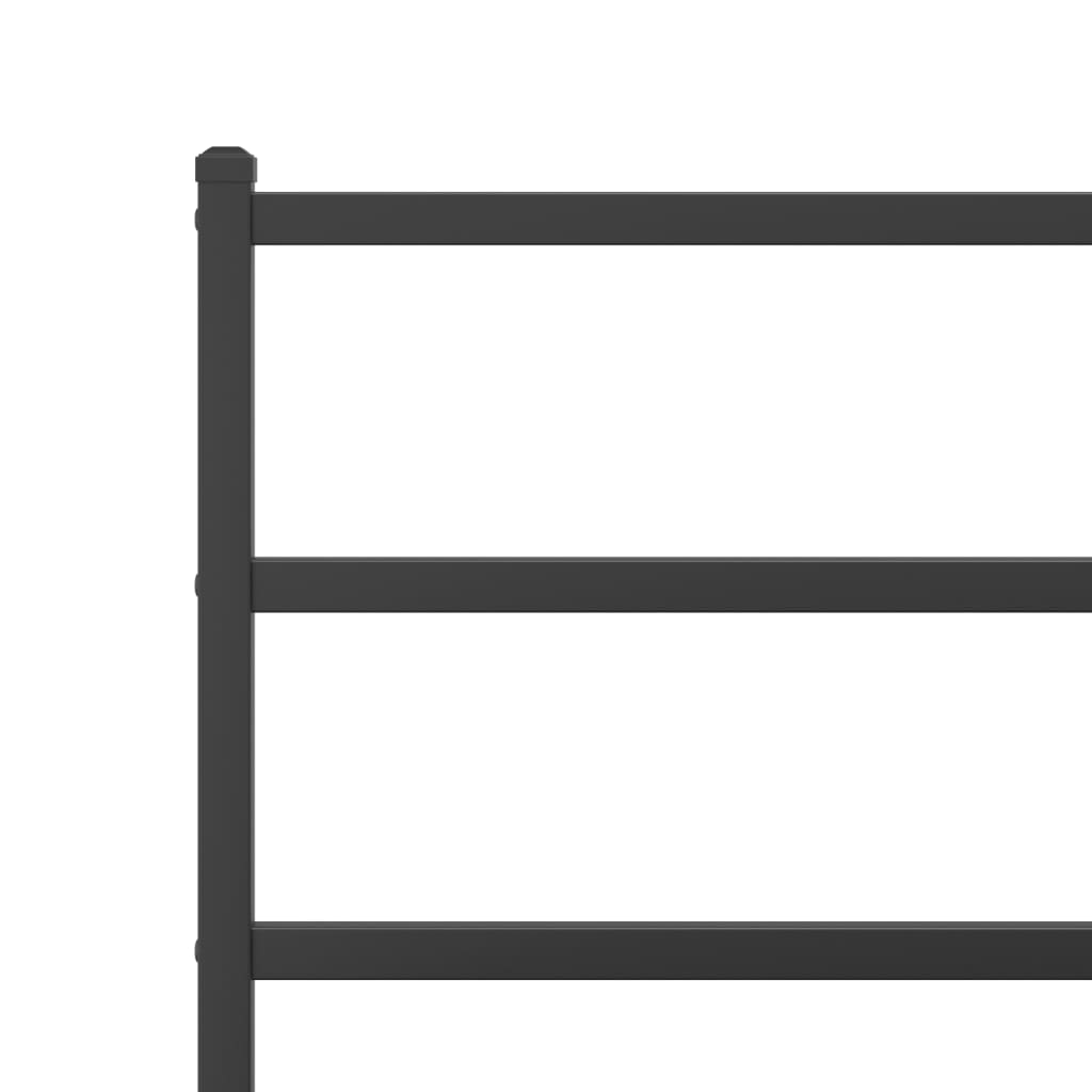 Metal Bed Frame with Headboard Black 150x200 cm