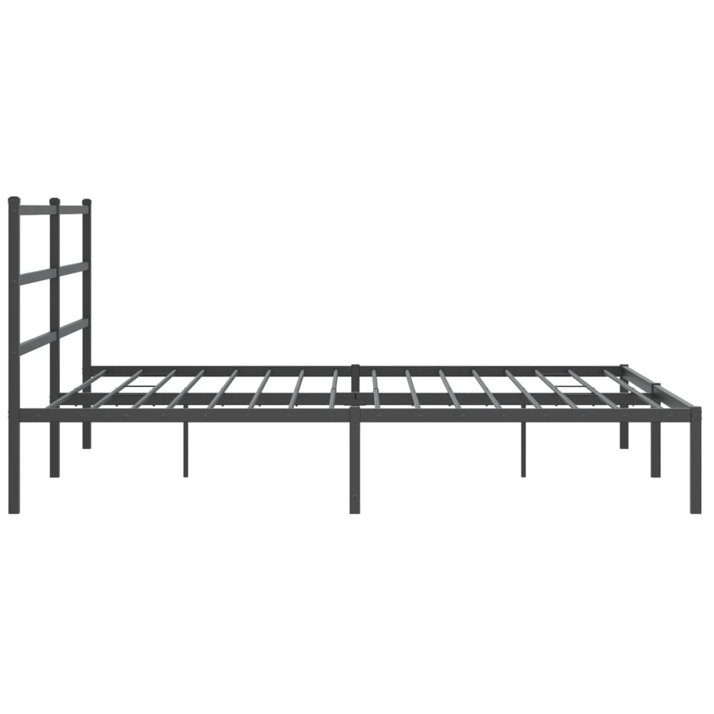 Metal Bed Frame with Headboard Black 183x203 cm King Size