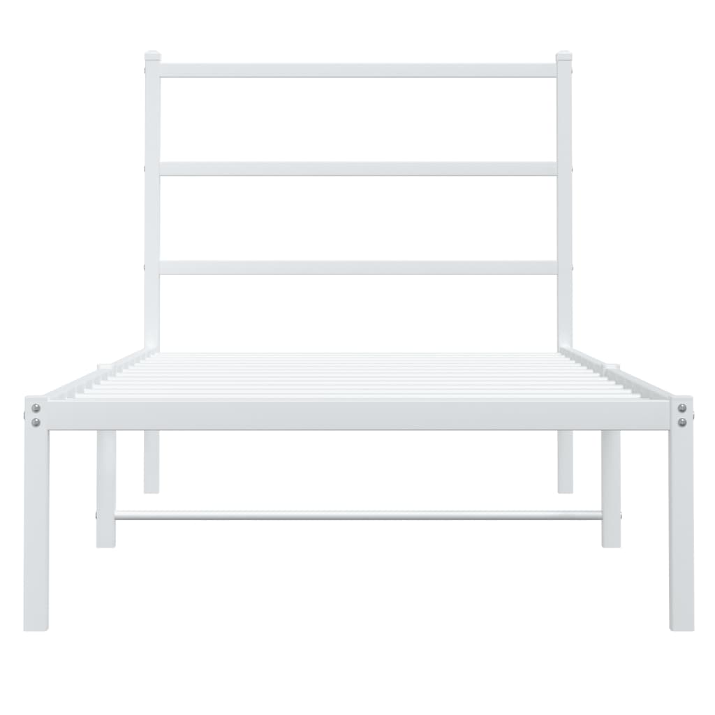 Metal Bed Frame with Headboard White 90x190 cm