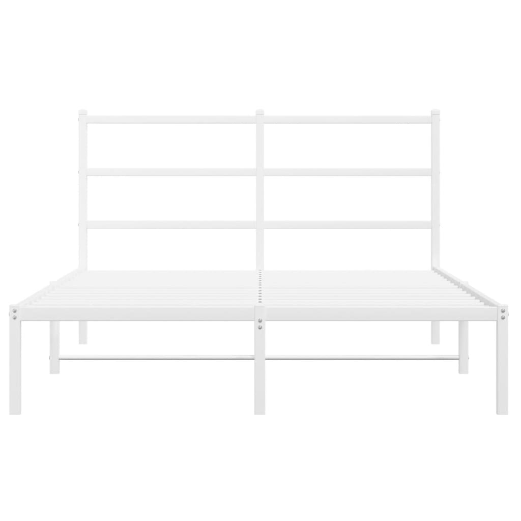 Metal Bed Frame with Headboard White 135x190 cm