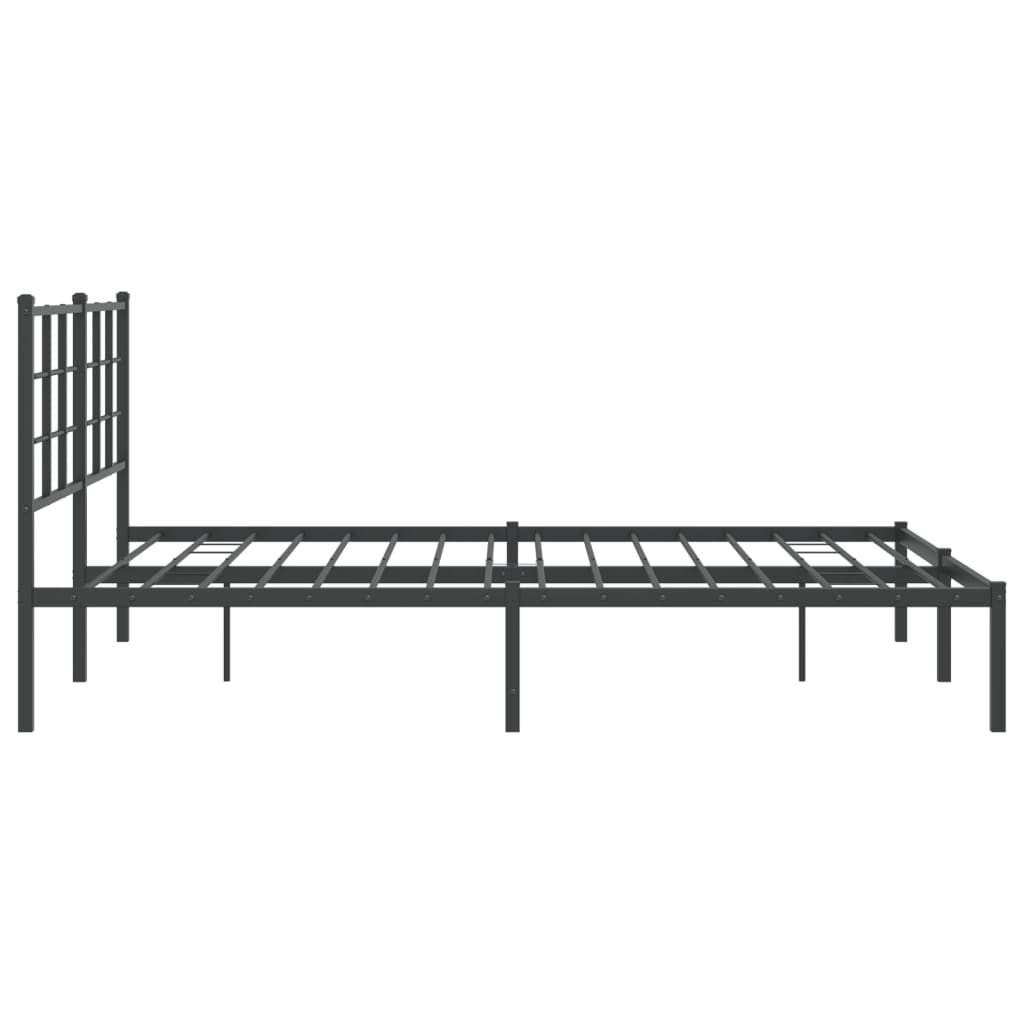 Metal Bed Frame with Headboard Black 150x200 cm