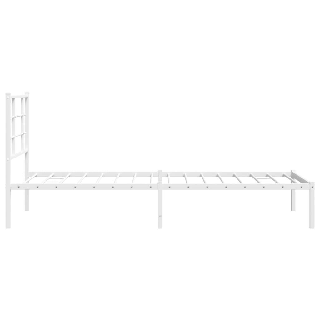 Metal Bed Frame with Headboard White 90x190 cm