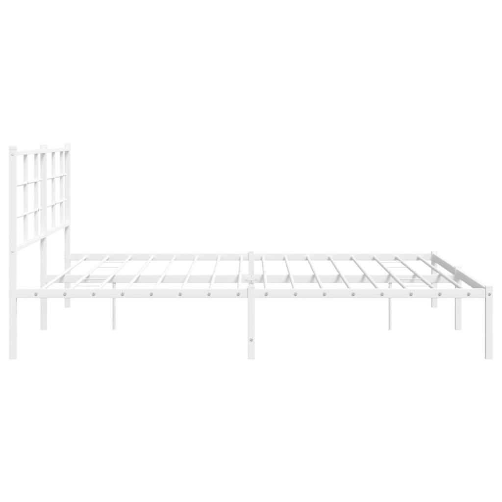 Metal Bed Frame with Headboard White 183x203 cm King Size