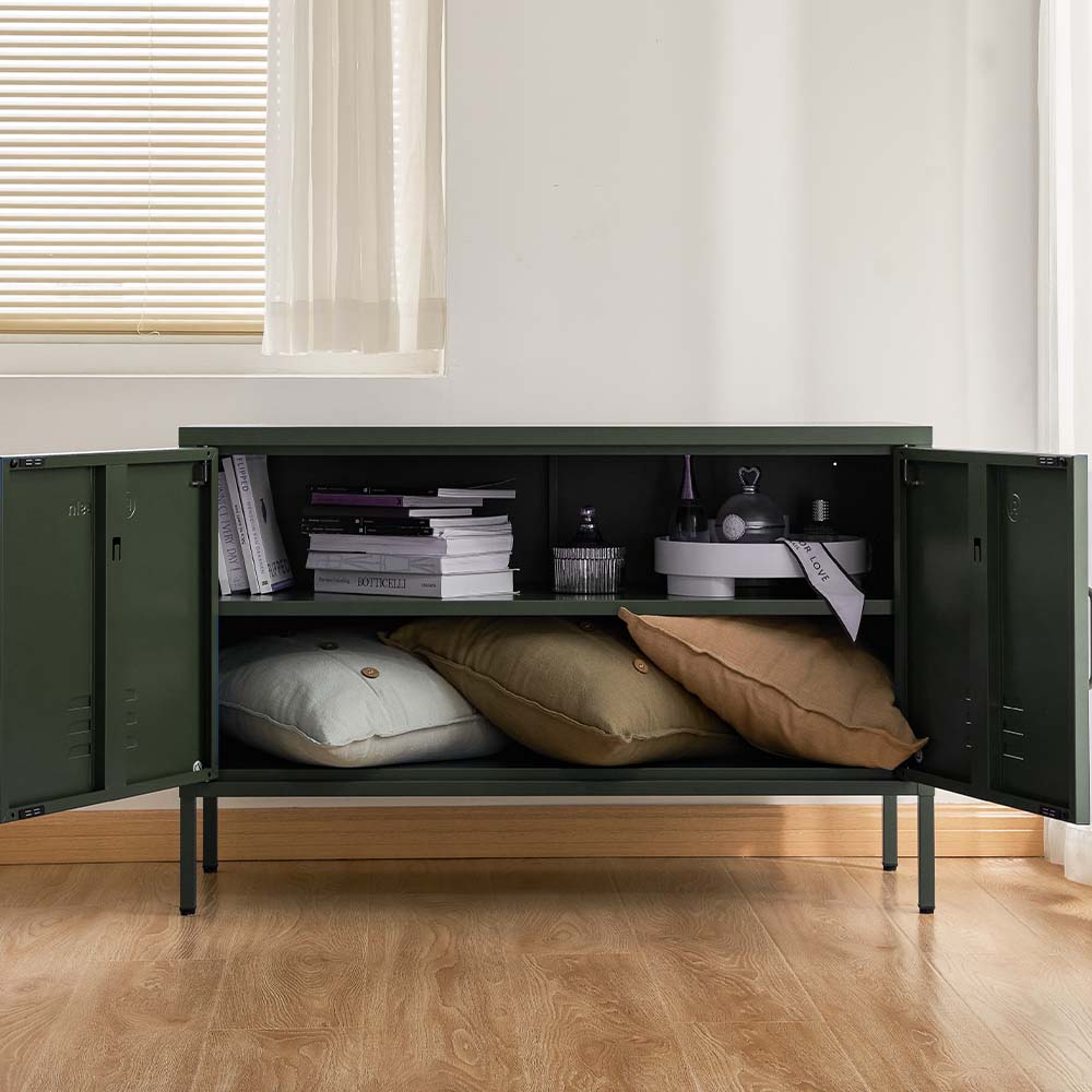ArtissIn Base Metal Locker Storage Shelf Organizer Cabinet Buffet Sideboard Green - Newstart Furniture