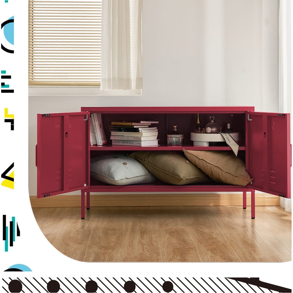 ArtissIn Buffet Sideboard Locker Metal Storage Cabinet - BASE Pink - Newstart Furniture