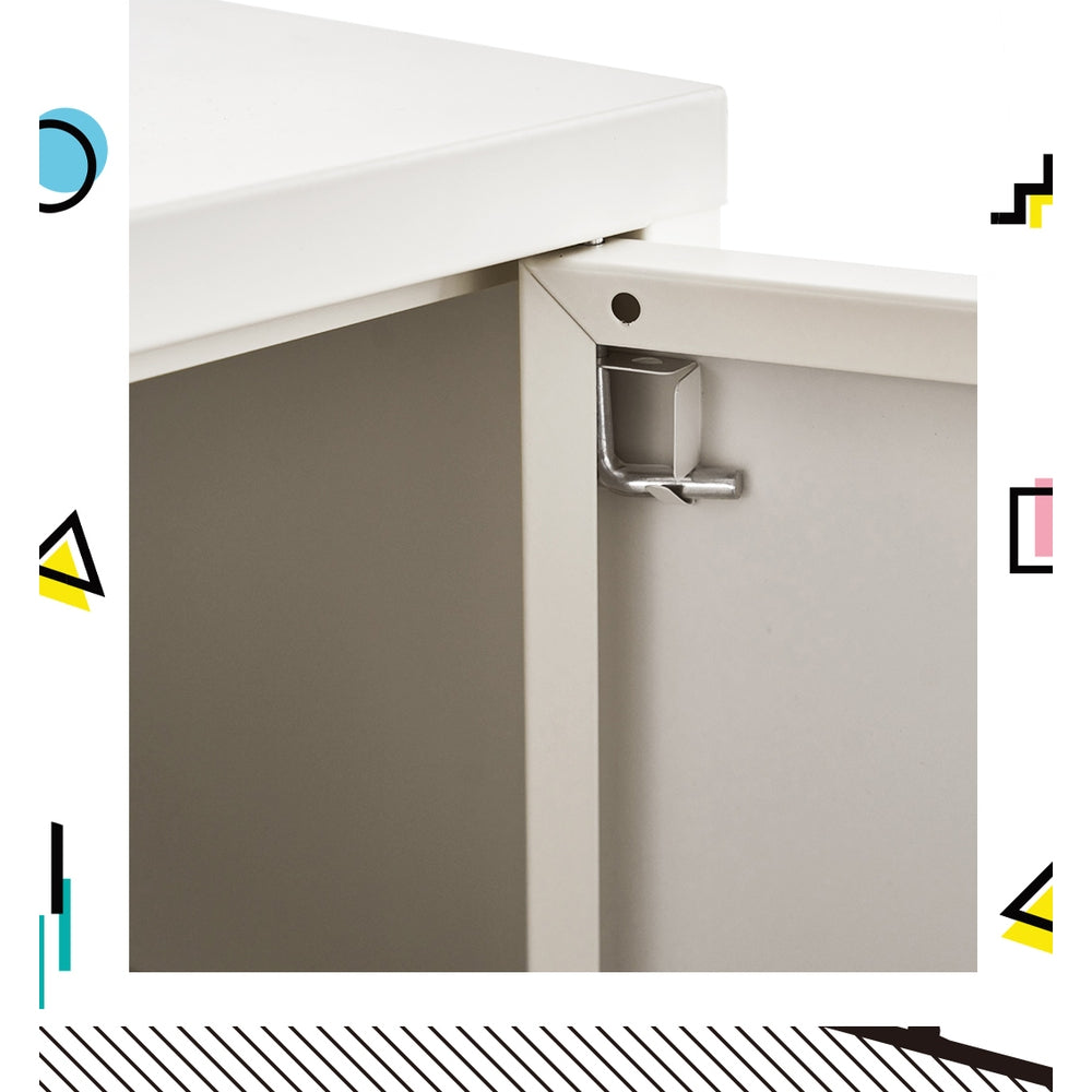 ArtissIn Buffet Sideboard Locker Metal Storage Cabinet - BASE White - Newstart Furniture