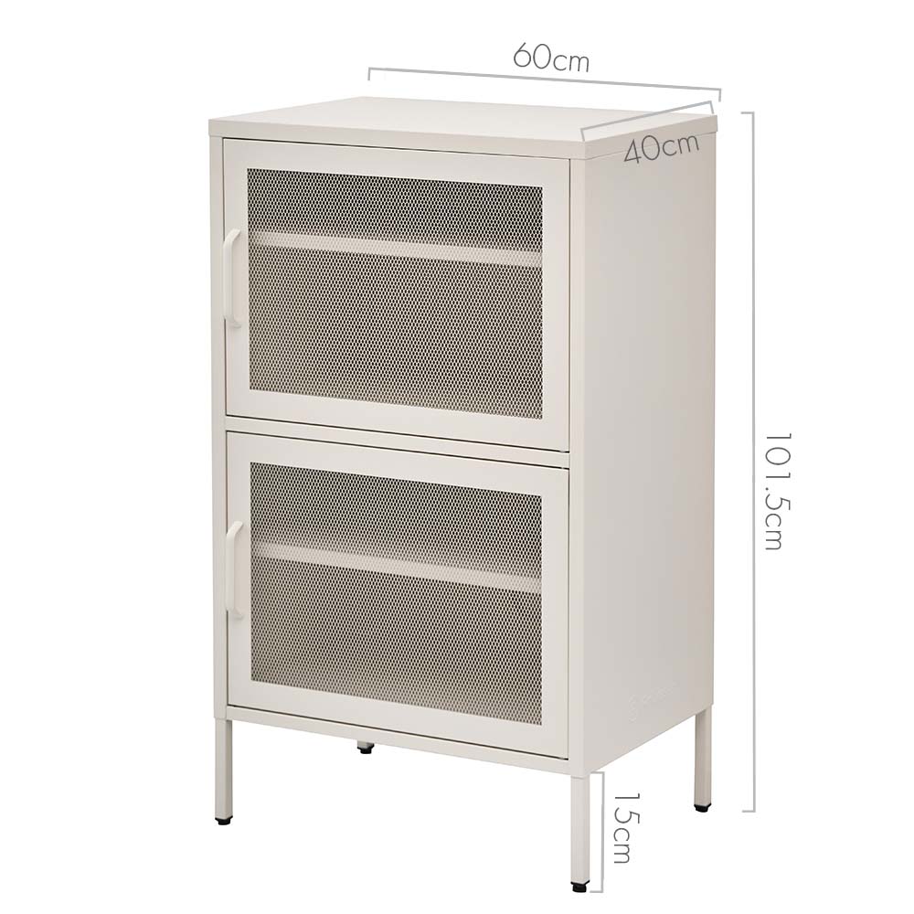 ArtissIn Double Mesh Door Storage Cabinet Organizer Bedroom White - Newstart Furniture