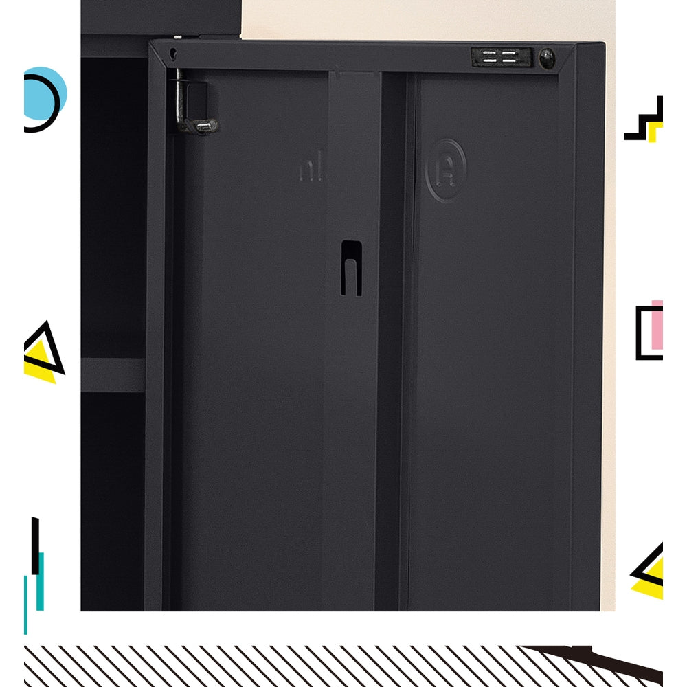 ArtissIn Buffet Sideboard Locker Metal Storage Cabinet - SWEETHEART Charcoal - Newstart Furniture