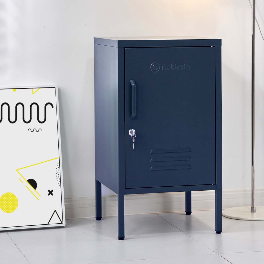 ArtissIn Metal Locker Storage Shelf Filing Cabinet Cupboard Bedside Table Blue - Newstart Furniture