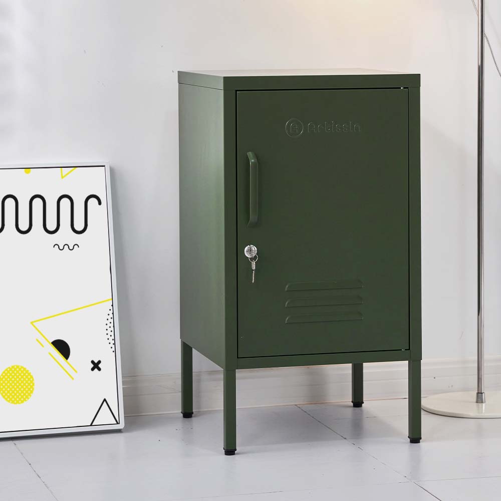 ArtissIn Metal Locker Storage Shelf Filing Cabinet Cupboard Bedside Table Green - Newstart Furniture