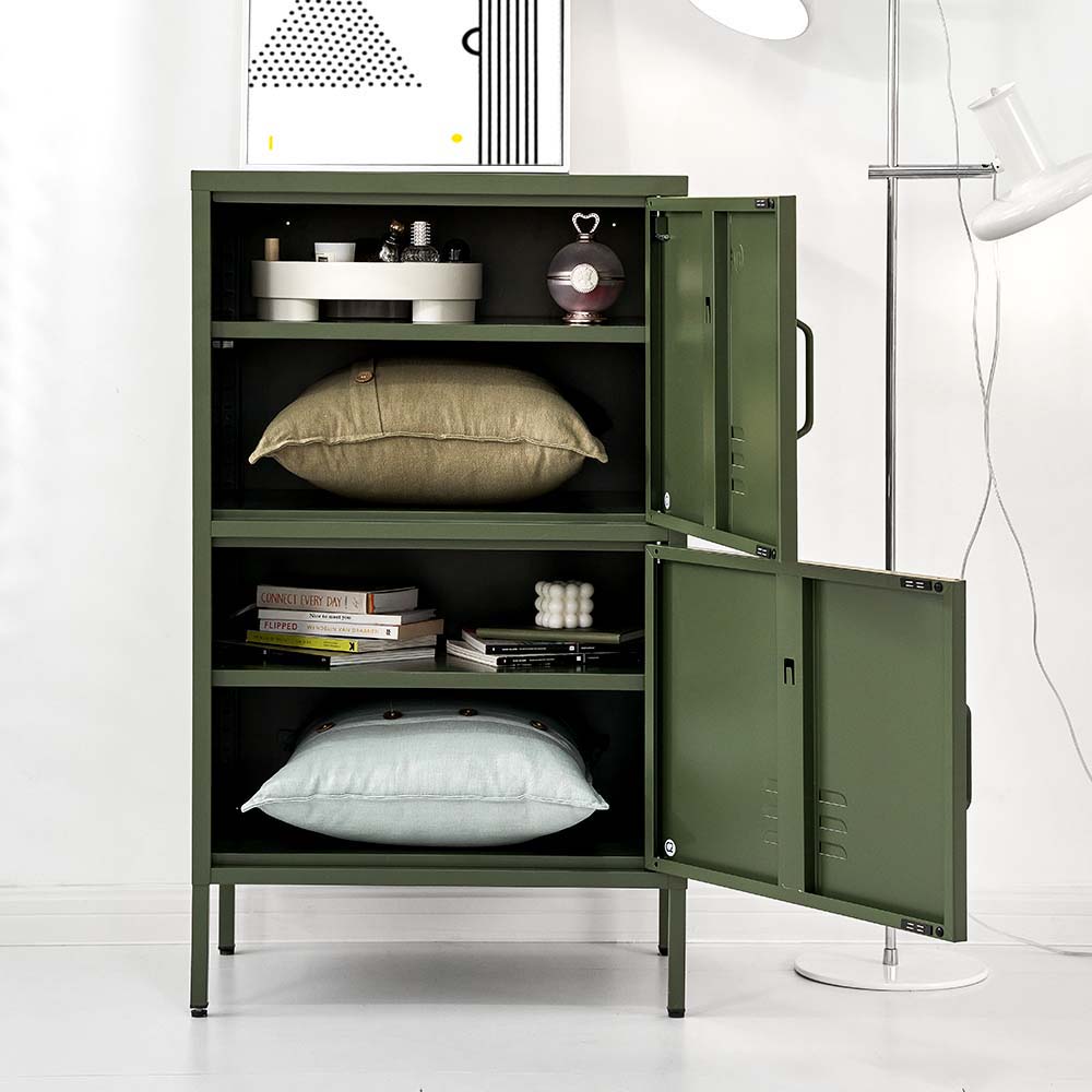 ArtissIn Base Metal Locker Storage Shelf Organizer Cabinet Buffet Sideboard Green - Newstart Furniture
