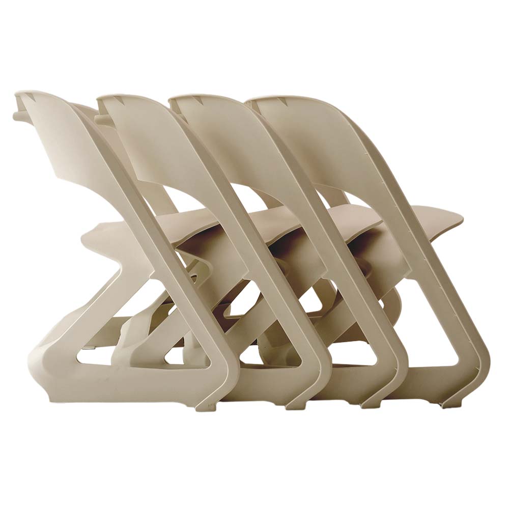 ArtissIn Set of 4 Dining Chairs Office Cafe Lounge Seat Stackable Plastic Leisure Chairs Beige - Newstart Furniture