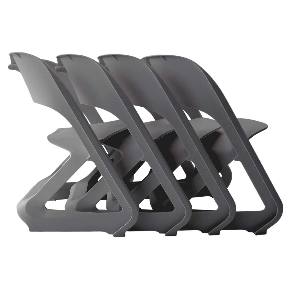 ArtissIn Set of 4 Dining Chairs Office Cafe Lounge Seat Stackable Plastic Leisure Chairs Grey - Newstart Furniture