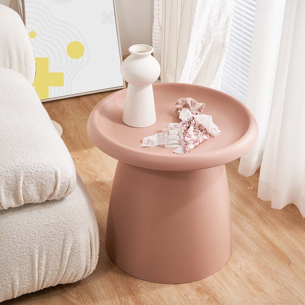 ArtissIn Coffee Table Mushroom Nordic Round Small Side Table 50CM Pink - Newstart Furniture