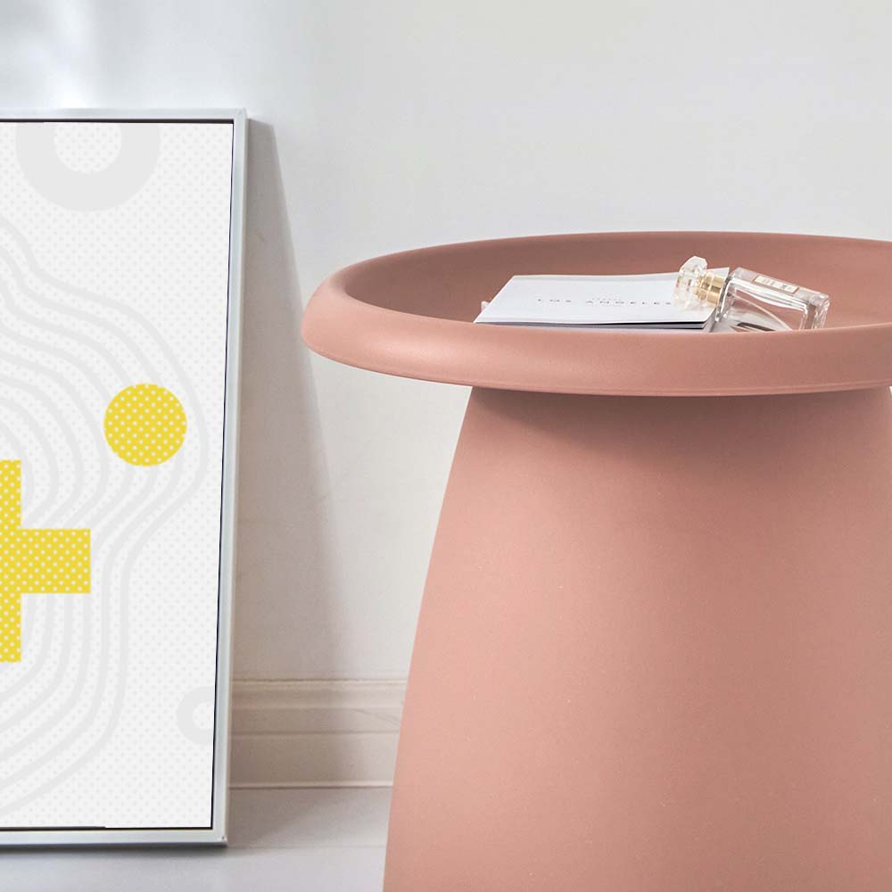 ArtissIn Coffee Table Mushroom Nordic Round Small Side Table 50CM Pink - Newstart Furniture