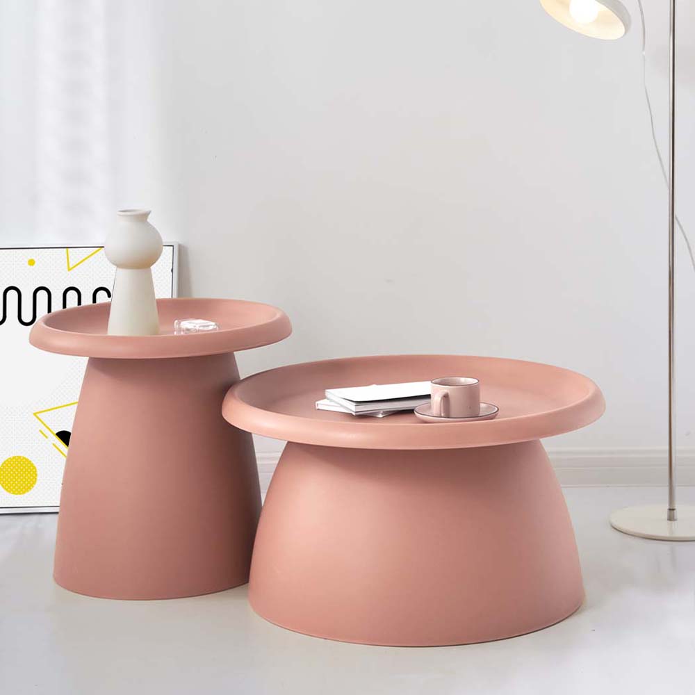 ArtissIn Coffee Table Mushroom Nordic Round Small Side Table 50CM Pink - Newstart Furniture