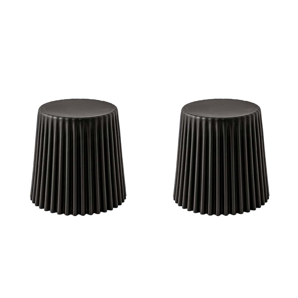 ArtissIn Set of 2 Cupcake Stool Plastic Stacking Stools Chair Outdoor Indoor Black - Newstart Furniture