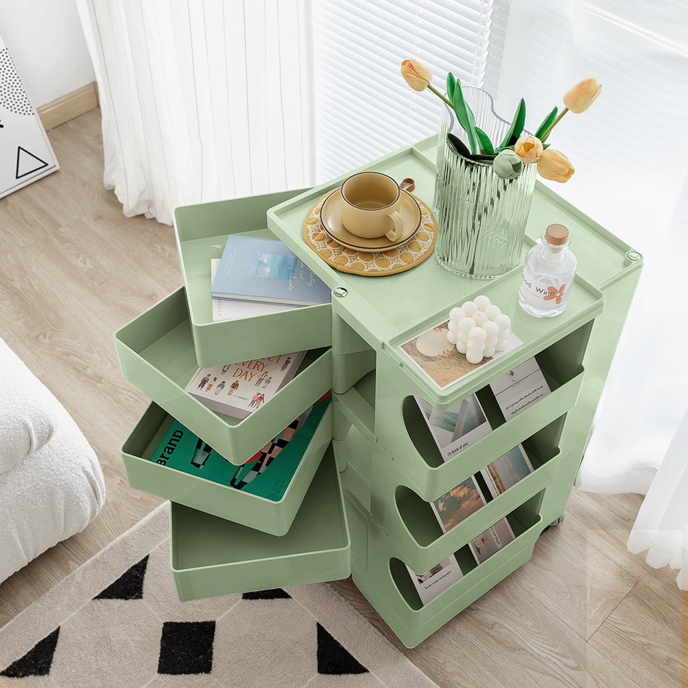 ArtissIn Bedside Table Side Tables Nightstand Organizer Replica Boby Trolley 5Tier Green - Newstart Furniture