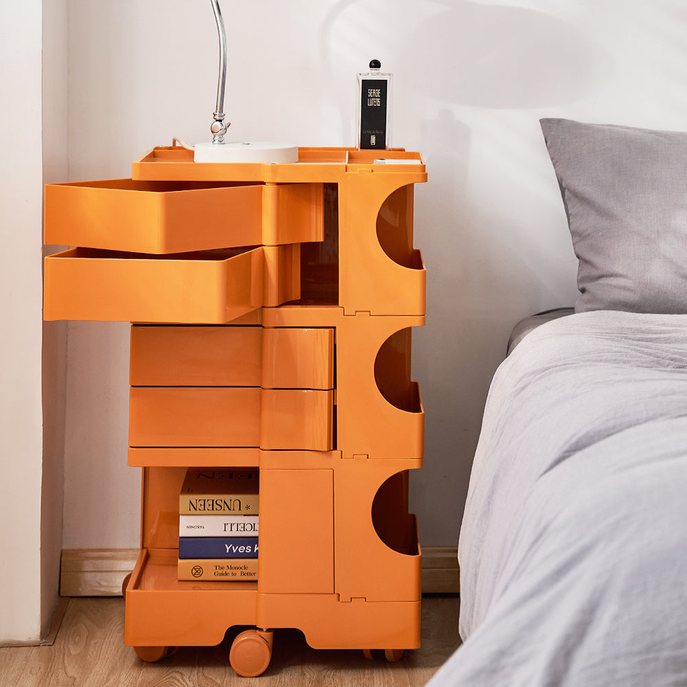 ArtissIn Bedside Table Side Tables Nightstand Organizer Replica Boby Trolley 5Tier Orange - Newstart Furniture