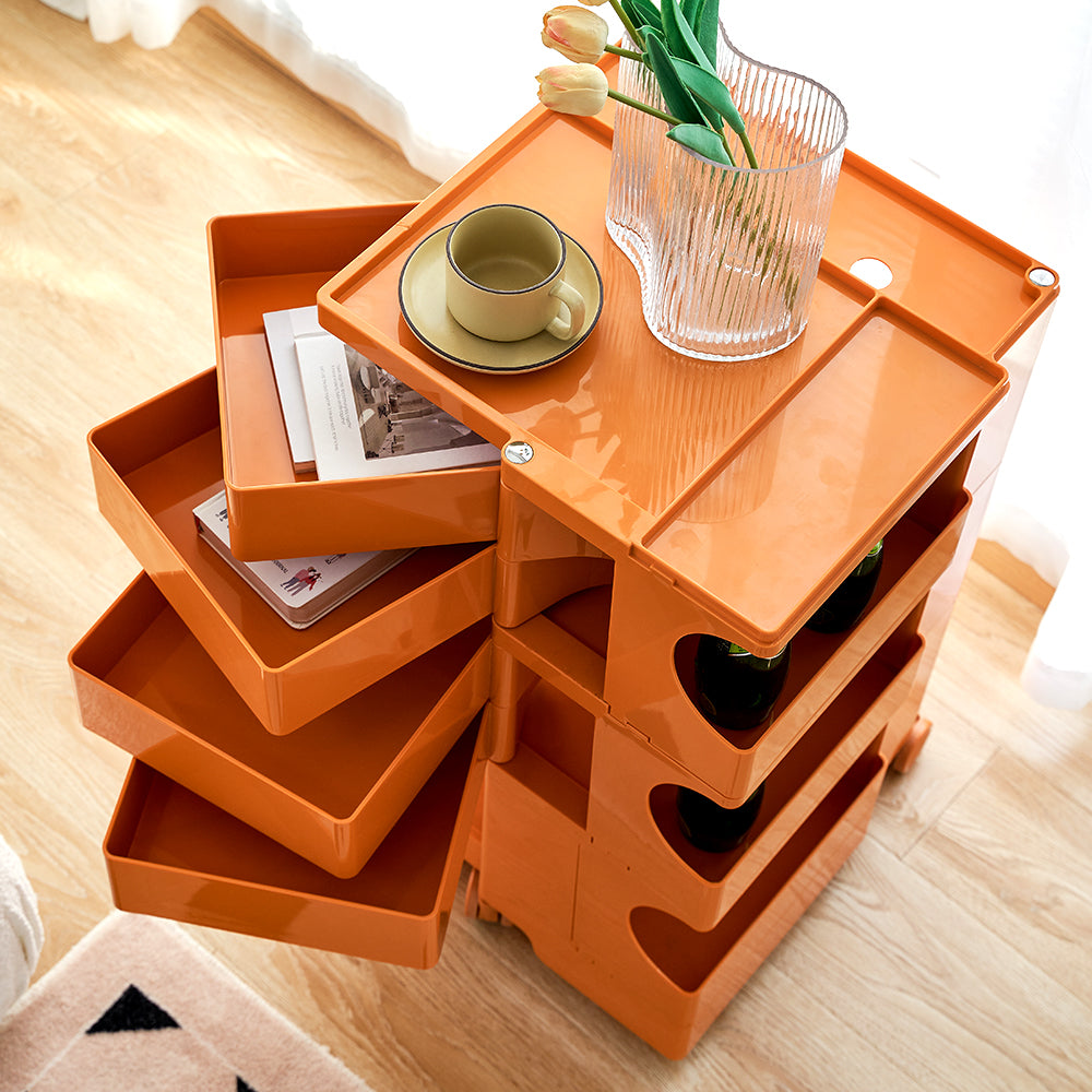 ArtissIn Bedside Table Side Tables Nightstand Organizer Replica Boby Trolley 5Tier Orange - Newstart Furniture