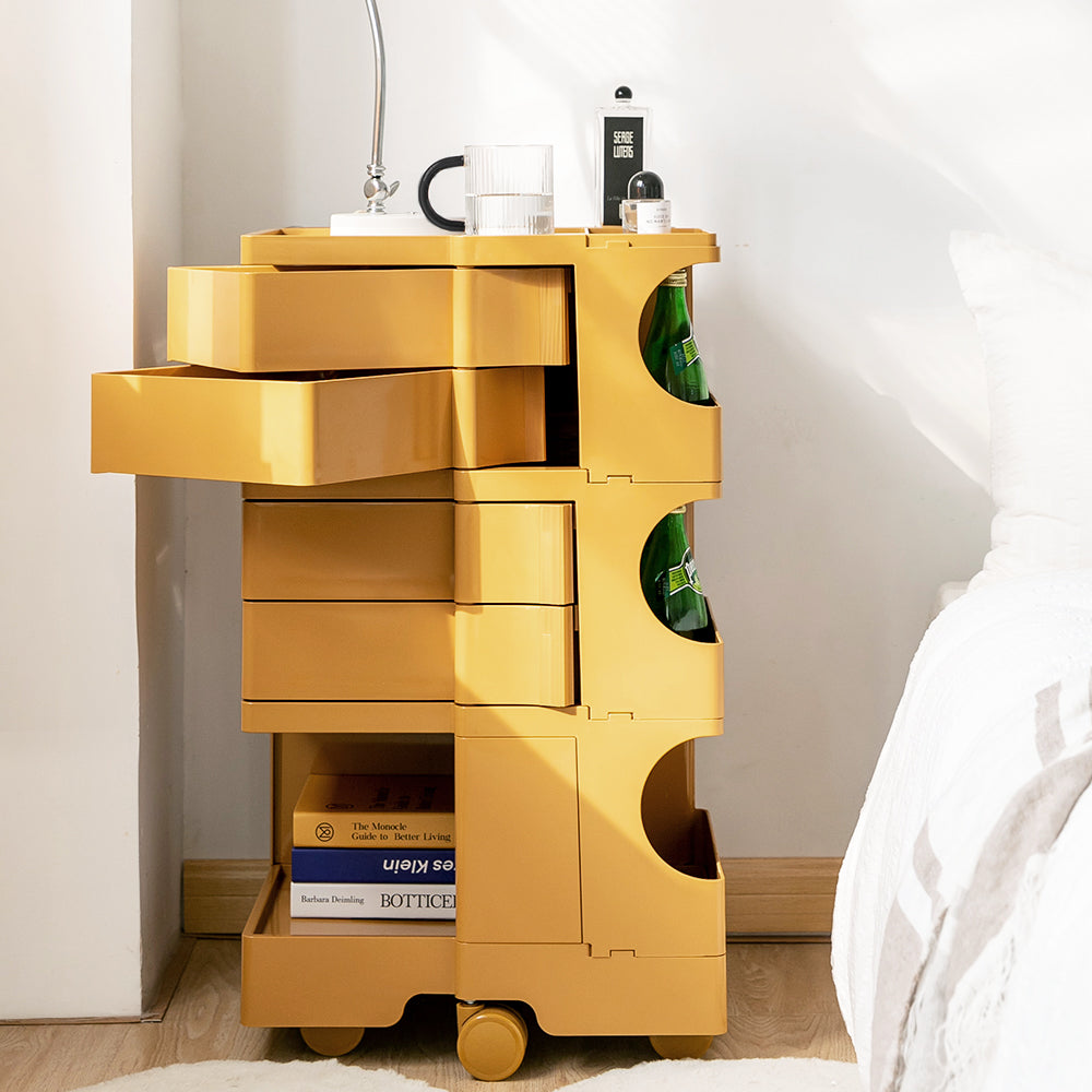 ArtissIn Bedside Table Side Tables Nightstand Organizer Replica Boby Trolley 5Tier Yellow - Newstart Furniture