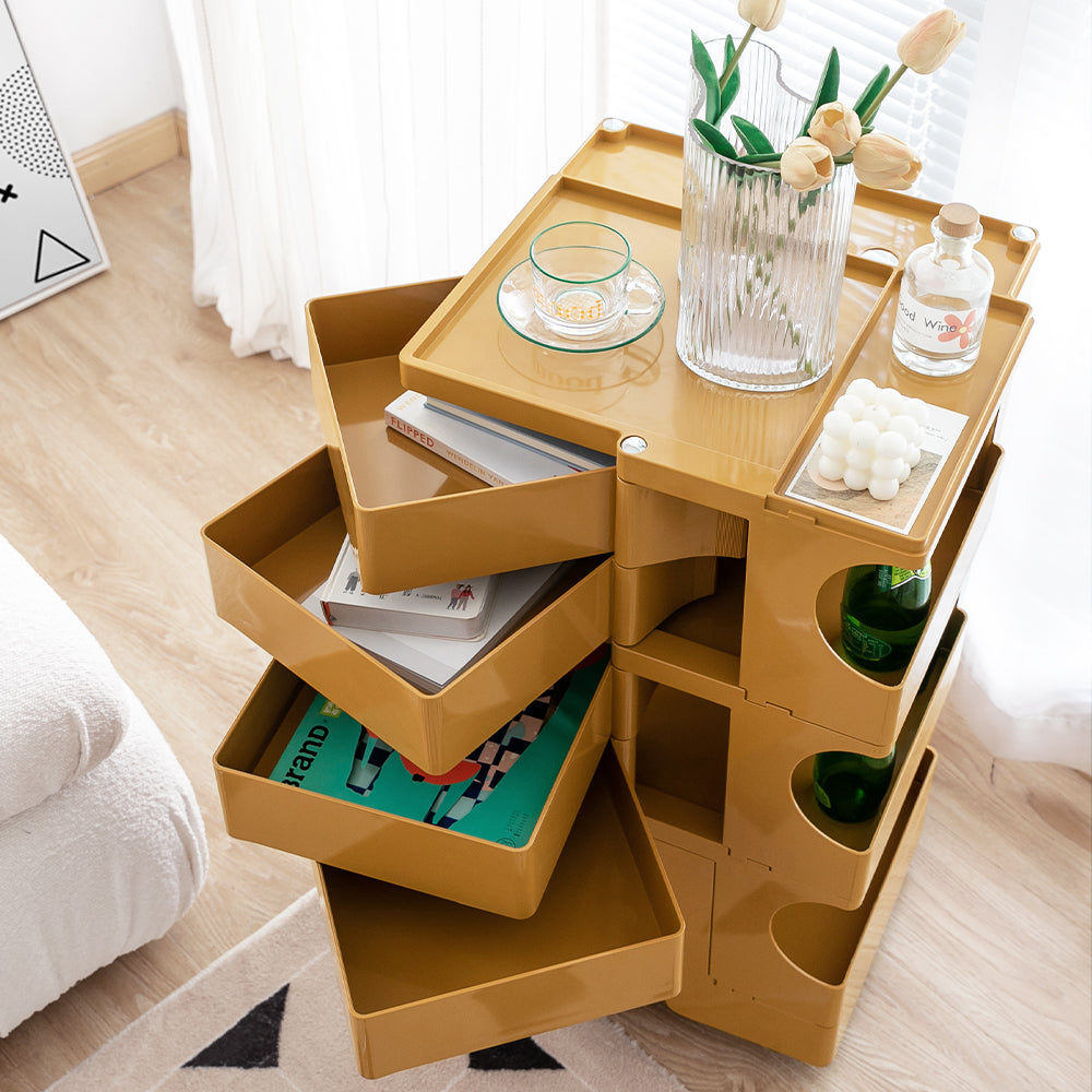 ArtissIn Bedside Table Side Tables Nightstand Organizer Replica Boby Trolley 5Tier Yellow - Newstart Furniture