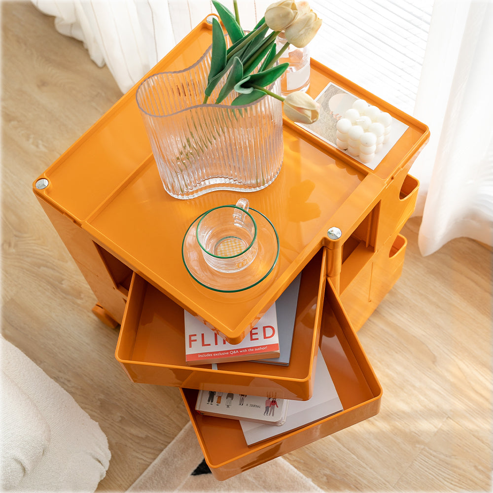 ArtissIn Bedside Table Side Tables Nightstand Organizer Replica Boby Trolley 3Tier Orange - Newstart Furniture