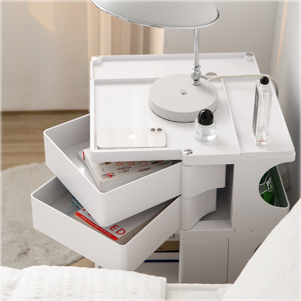 ArtissIn Bedside Table Side Tables Nightstand Organizer Replica Boby Trolley 3Tier White - Newstart Furniture