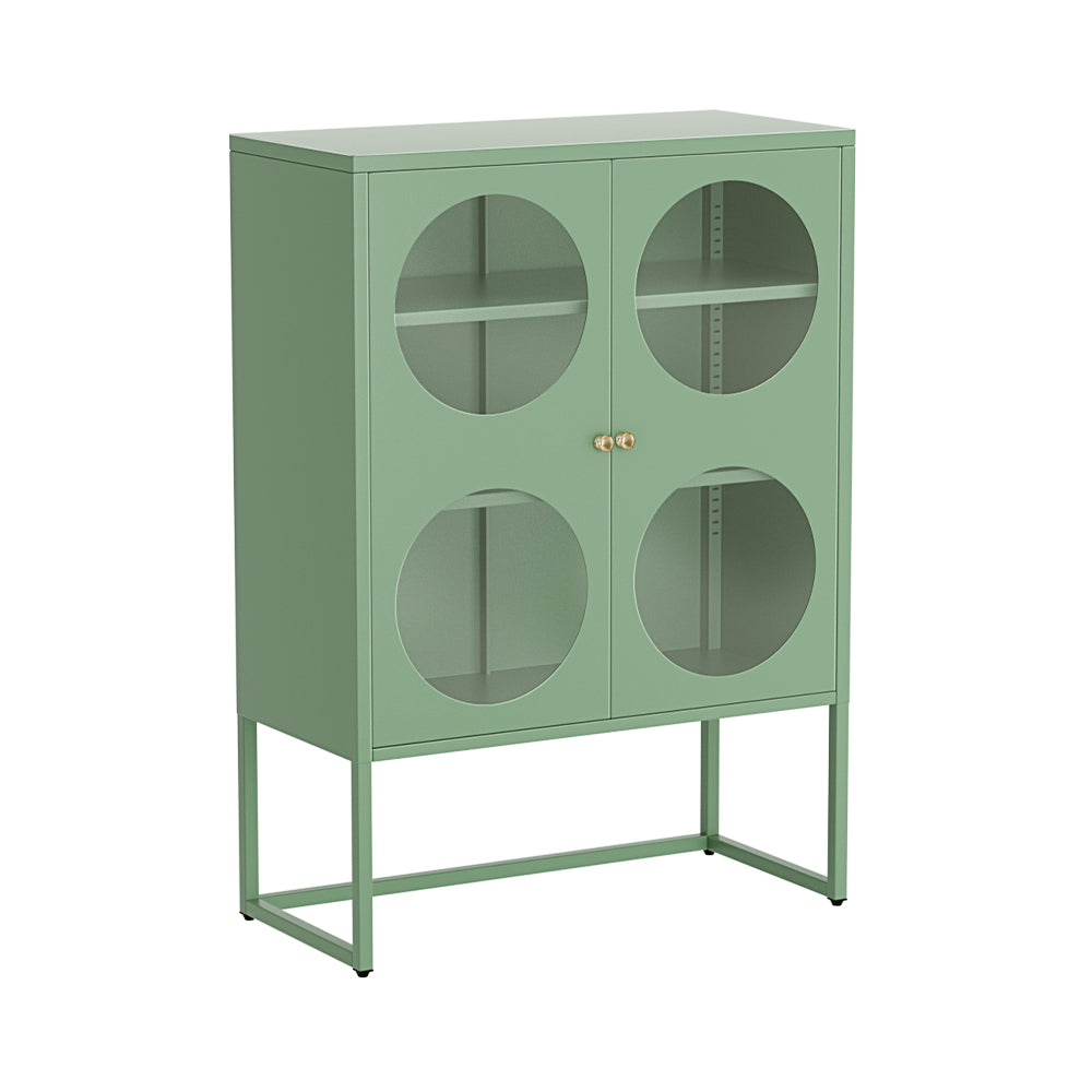 ArtissIn Buffet Sideboard Metal Locker Display Shelves Cabinet Storage Green - Newstart Furniture