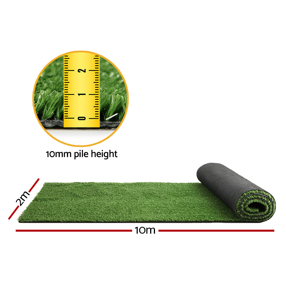 Primeturf Artificial Grass 10mm 2mx10m 20sqm Synthetic Fake Turf Plants Plastic Lawn Olive - Newstart Furniture