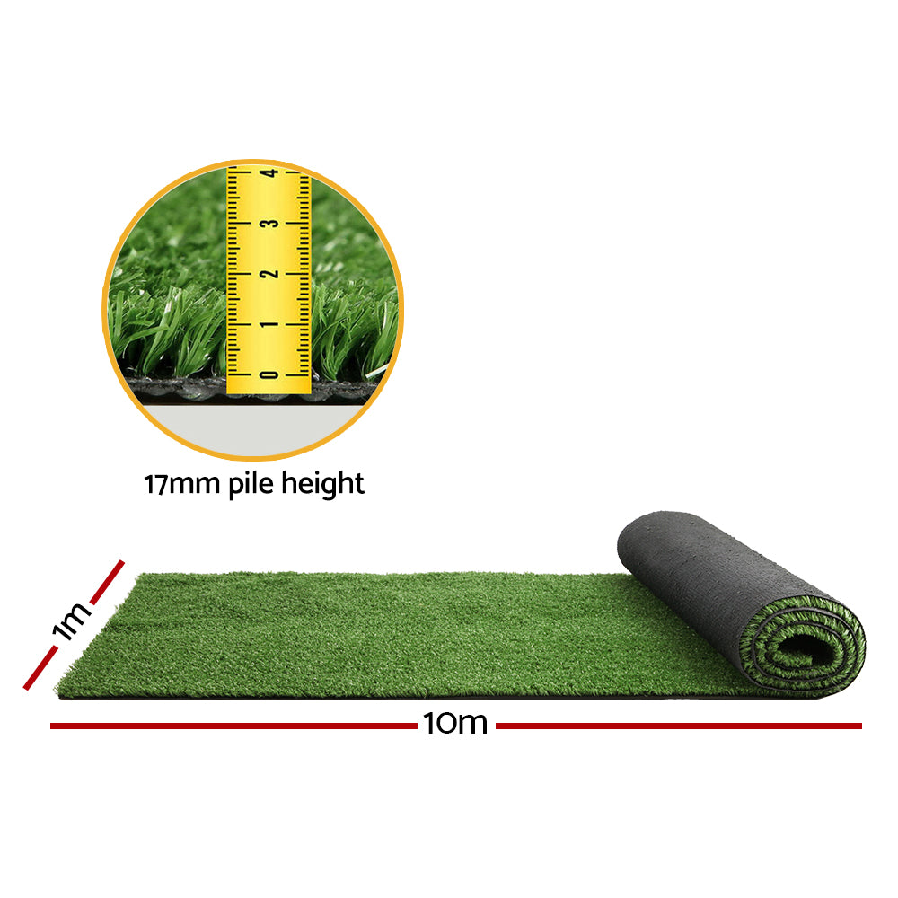 Primeturf Artificial Grass 17mm 1mx10m 10sqm Synthetic Fake Turf Plants Plastic Lawn Olive - Newstart Furniture