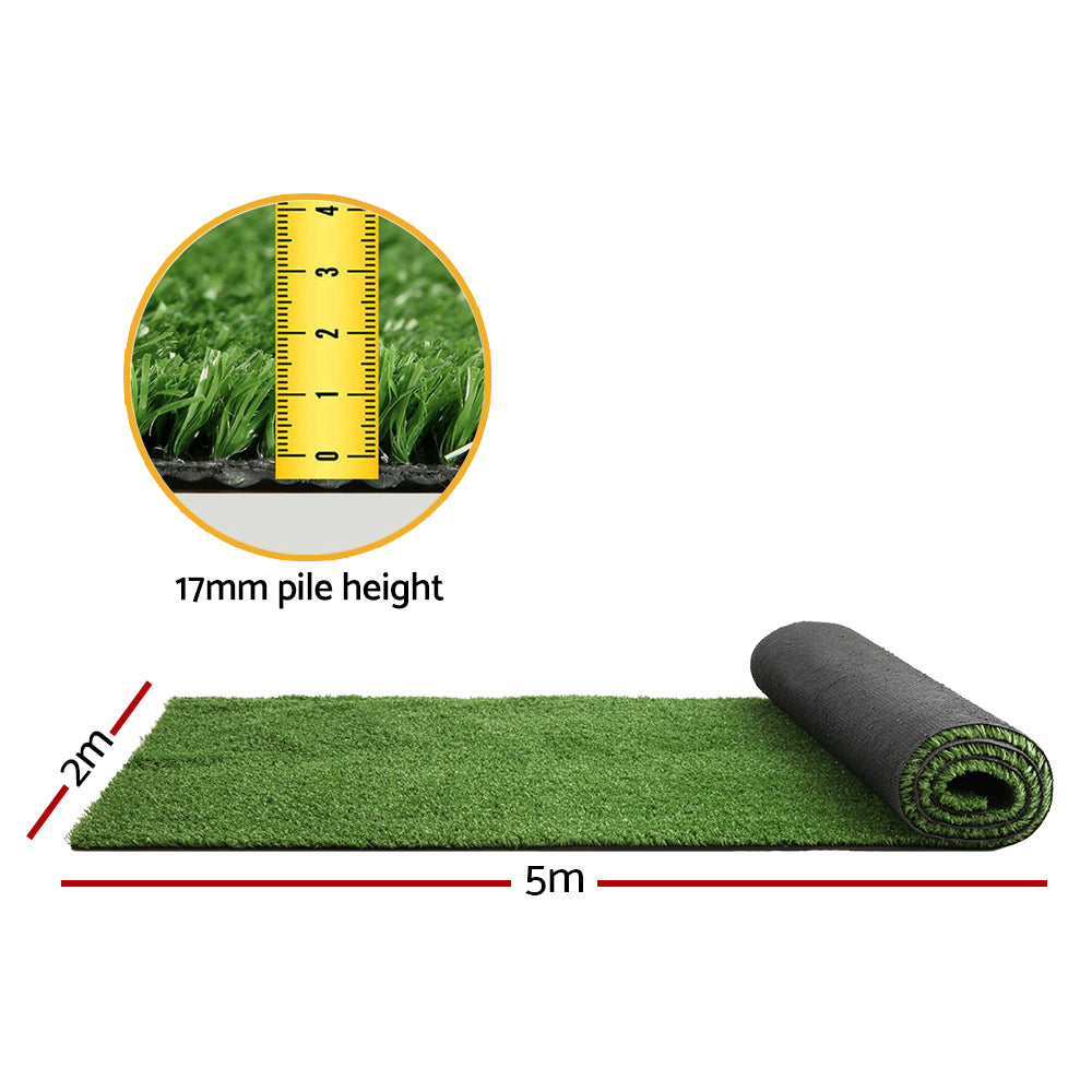 Primeturf Artificial Grass 17mm 2mx5m 10sqm Synthetic Fake Turf Plants Plastic Lawn Olive - Newstart Furniture