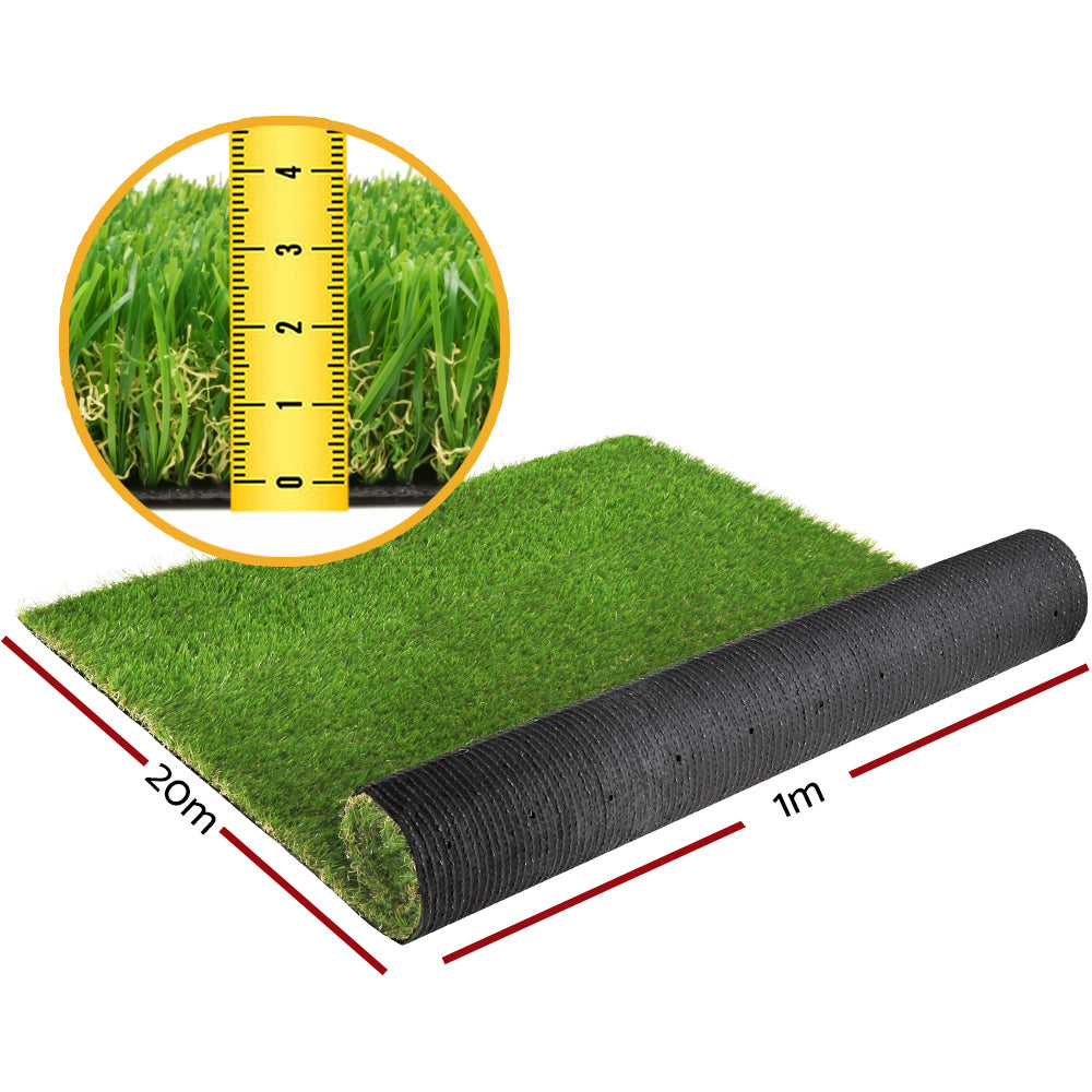 Primeturf Artificial Grass 30mm 1mx20m 20sqm Synthetic Fake Turf Plants Plastic Lawn 4-coloured - Newstart Furniture