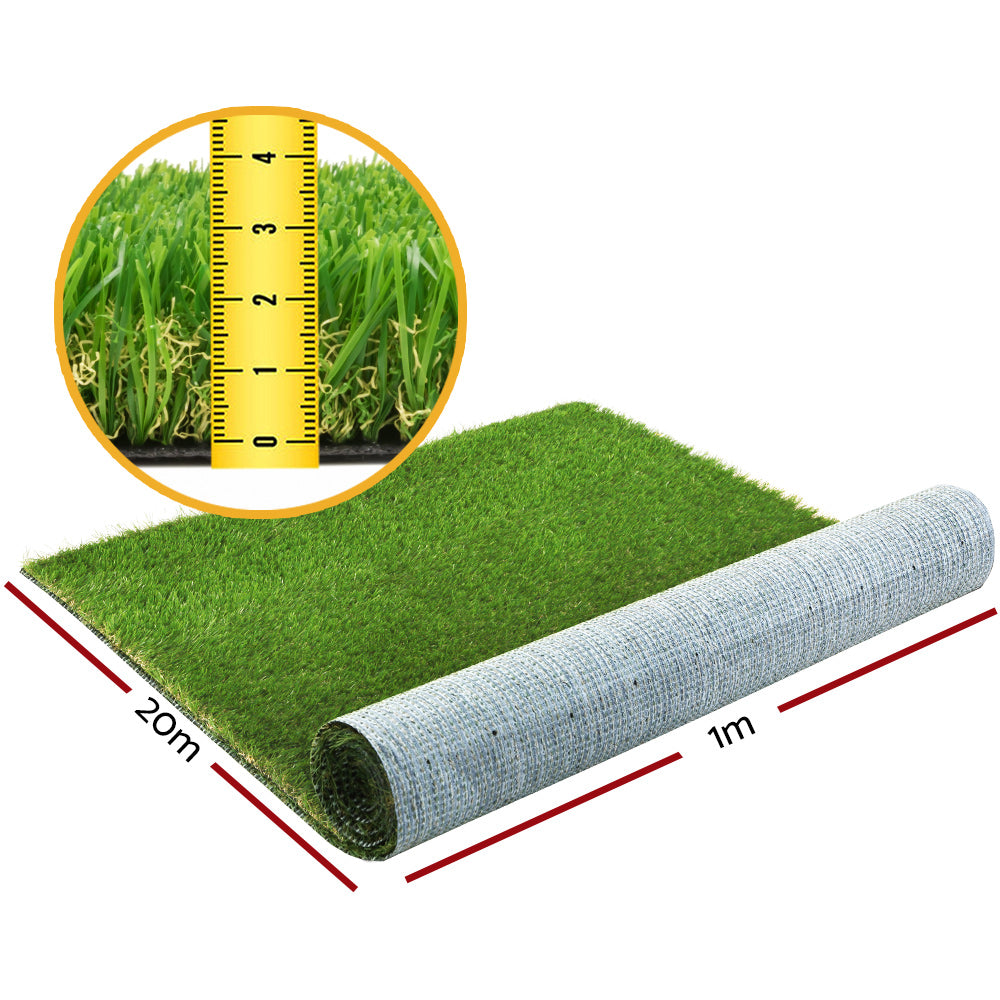 Primeturf Artificial Grass Synthetic 30mm 1mx20m 20sqm Fake Turf Plants Lawn 4-coloured - Newstart Furniture