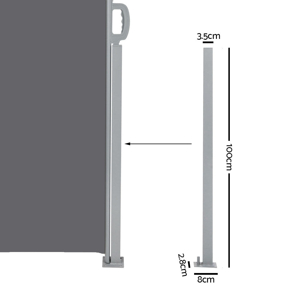 Instahut 2X6M Retractable Side Awning Garden Patio Shade Screen Panel Grey - Newstart Furniture