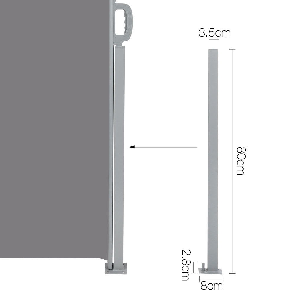 Instahut Retractable Side Awning Shade 1.8 x 3m - Grey - Newstart Furniture