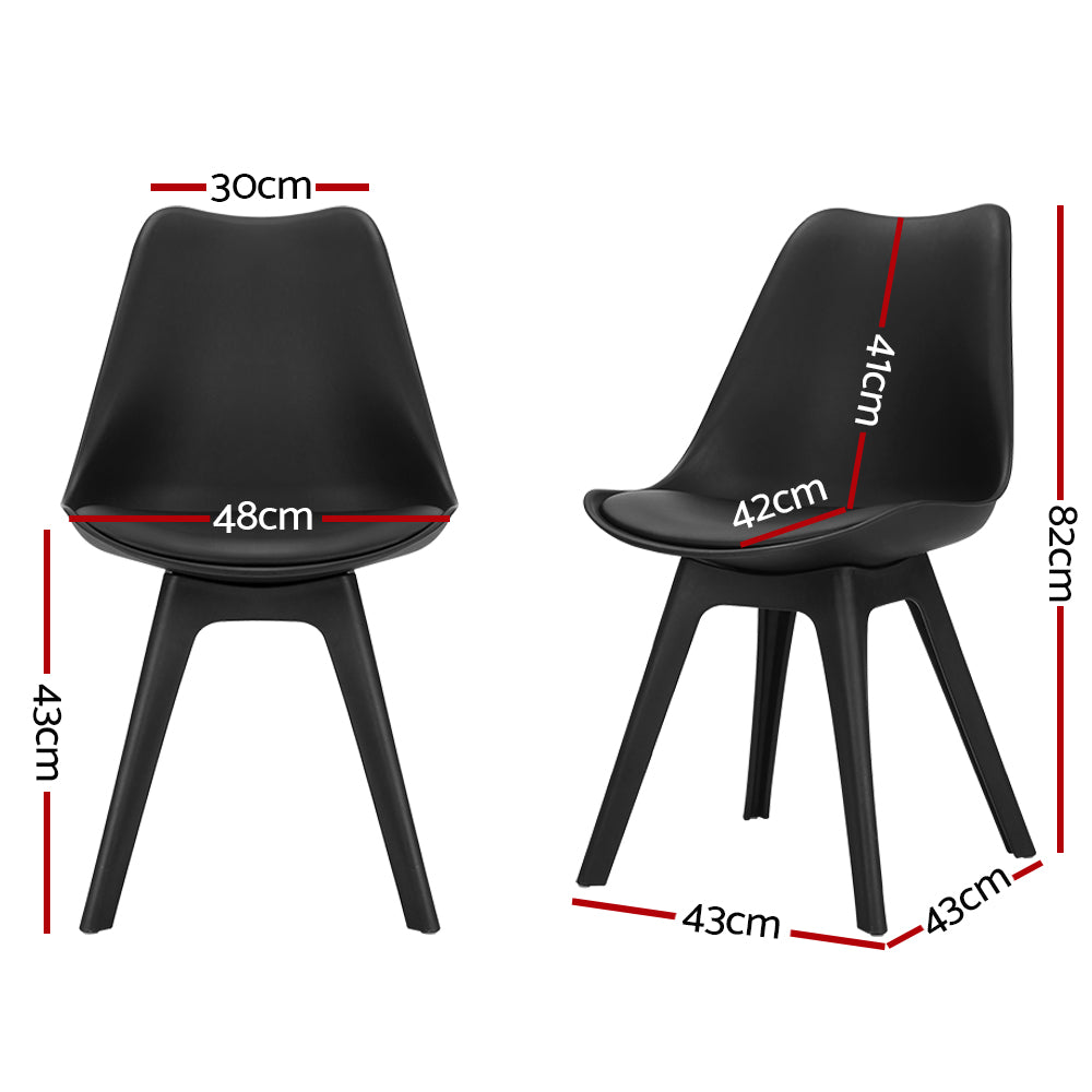 Artiss Replica DSW Dining Chairs Set of 4 | Black PU Leather