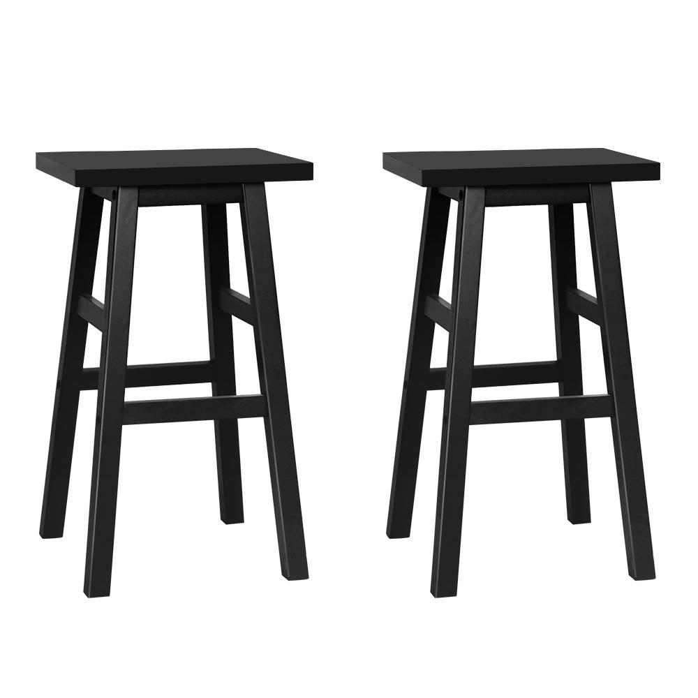 Artiss Baden Wooden Kitchen Bar Stools | Black Set of 2