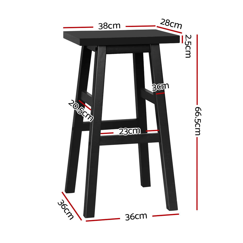 Artiss Baden Wooden Kitchen Bar Stools | Black Set of 2