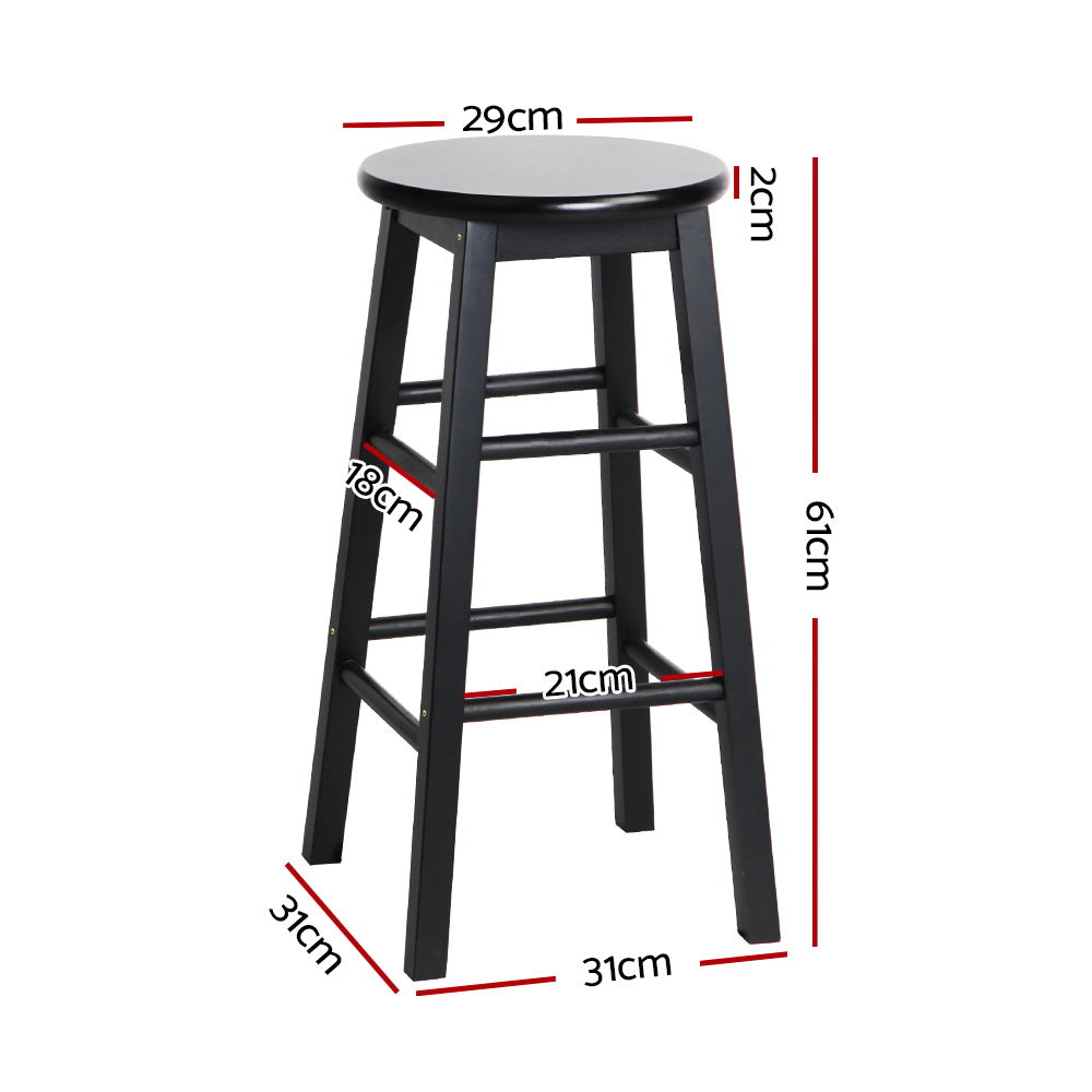 Artiss Black Wooden Bar Stools Set of 2 | Round Seats