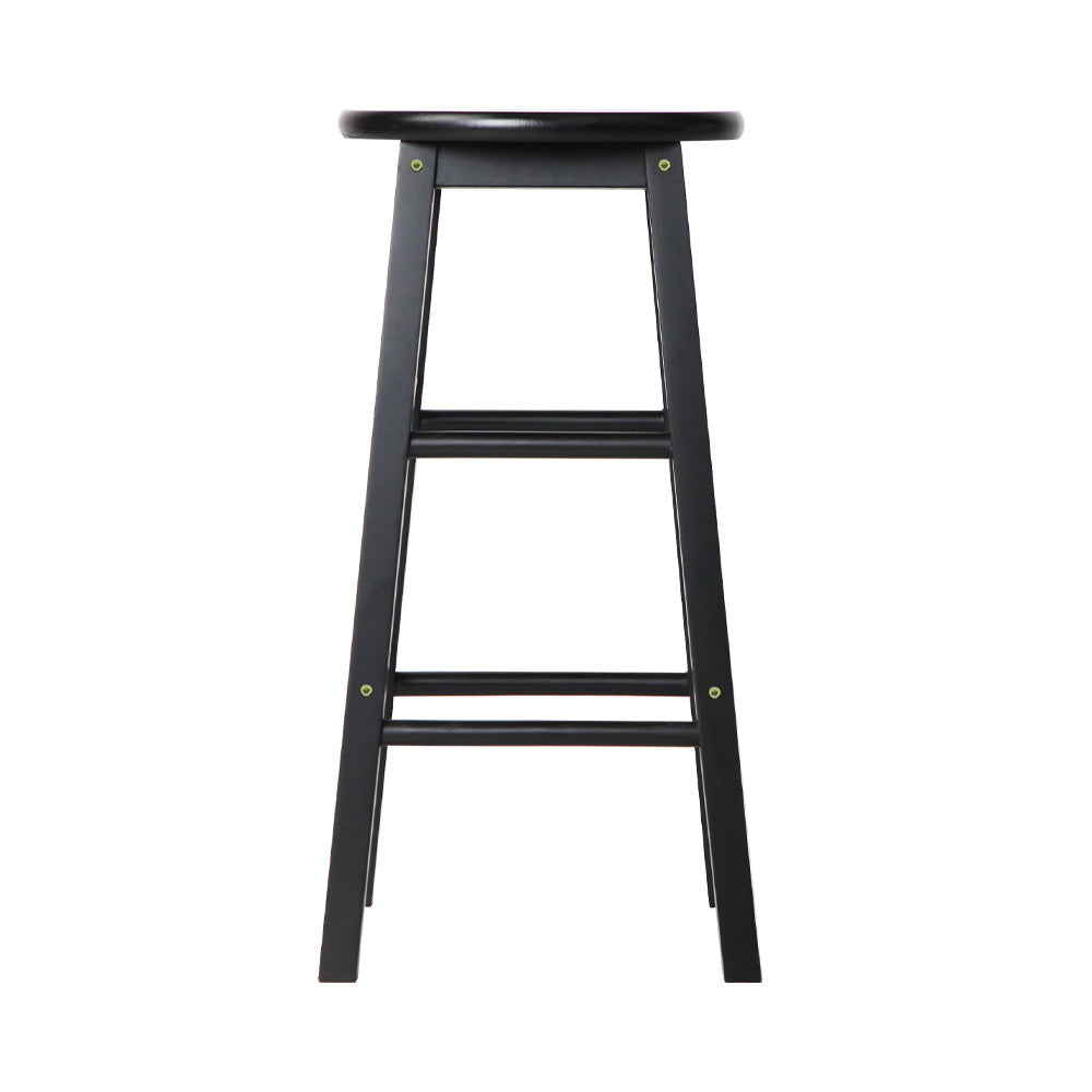 Artiss Black Wooden Bar Stools Set of 2 | Round Seats