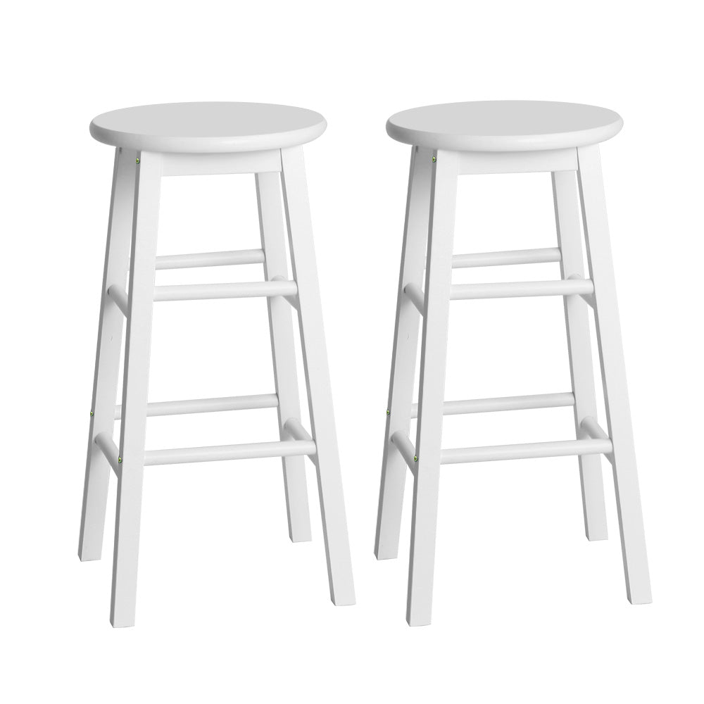 Artiss White Wooden Bar Stools Set of 2 | Beech Wood Chairs