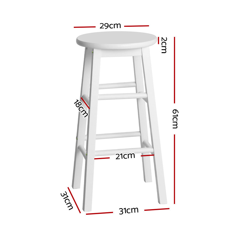 Artiss White Wooden Bar Stools Set of 2 | Beech Wood Chairs