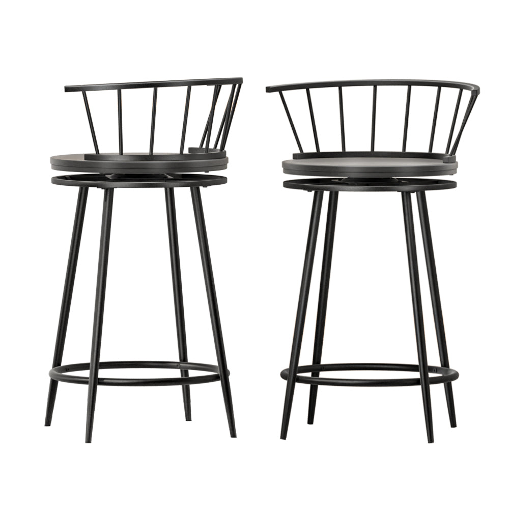Artiss Bar Stools Kitchen Stools Wooden Dining Chair Swivel Metal Chairs x2 - Newstart Furniture