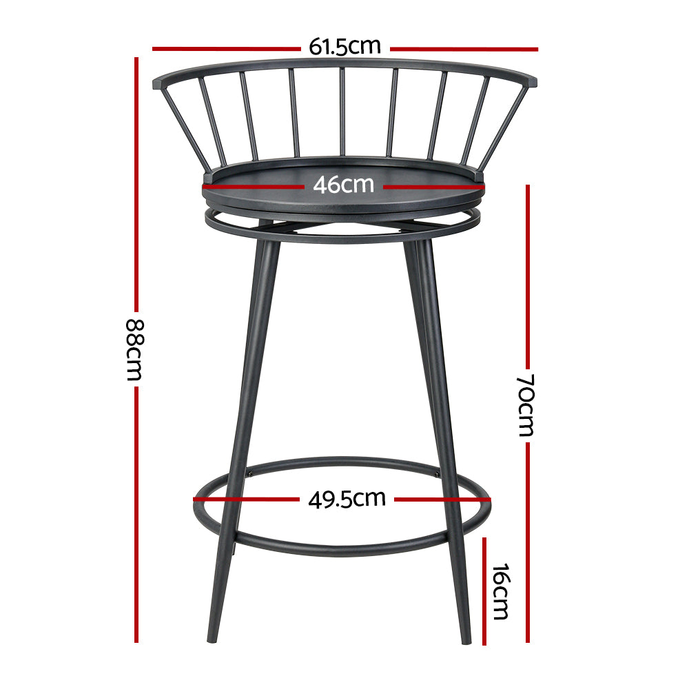 Artiss Bar Stools Kitchen Stools Wooden Dining Chair Swivel Metal Chairs x2 - Newstart Furniture