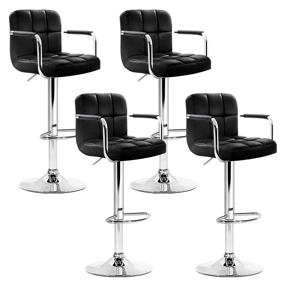 Artiss Set of 4 Bar Stools Gas lift Swivel Armrests - Steel and Black - Newstart Furniture